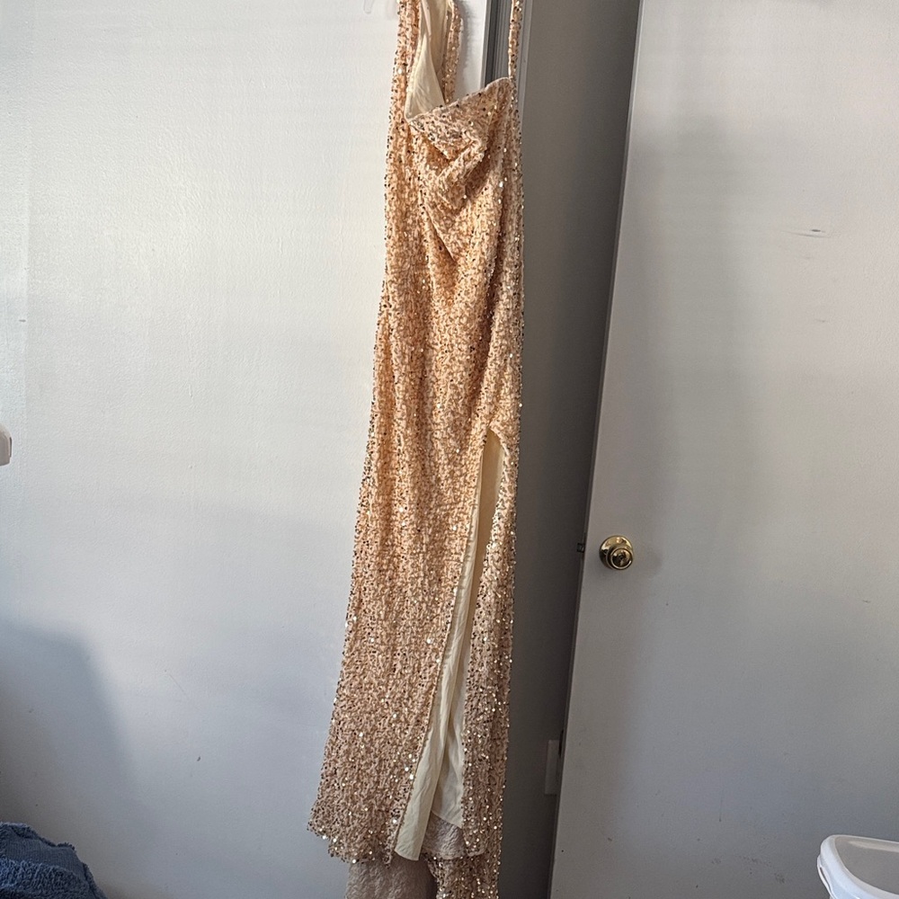 Glamorous Beige Sequin Gown